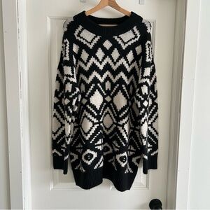 Geometric Black and White Sweater